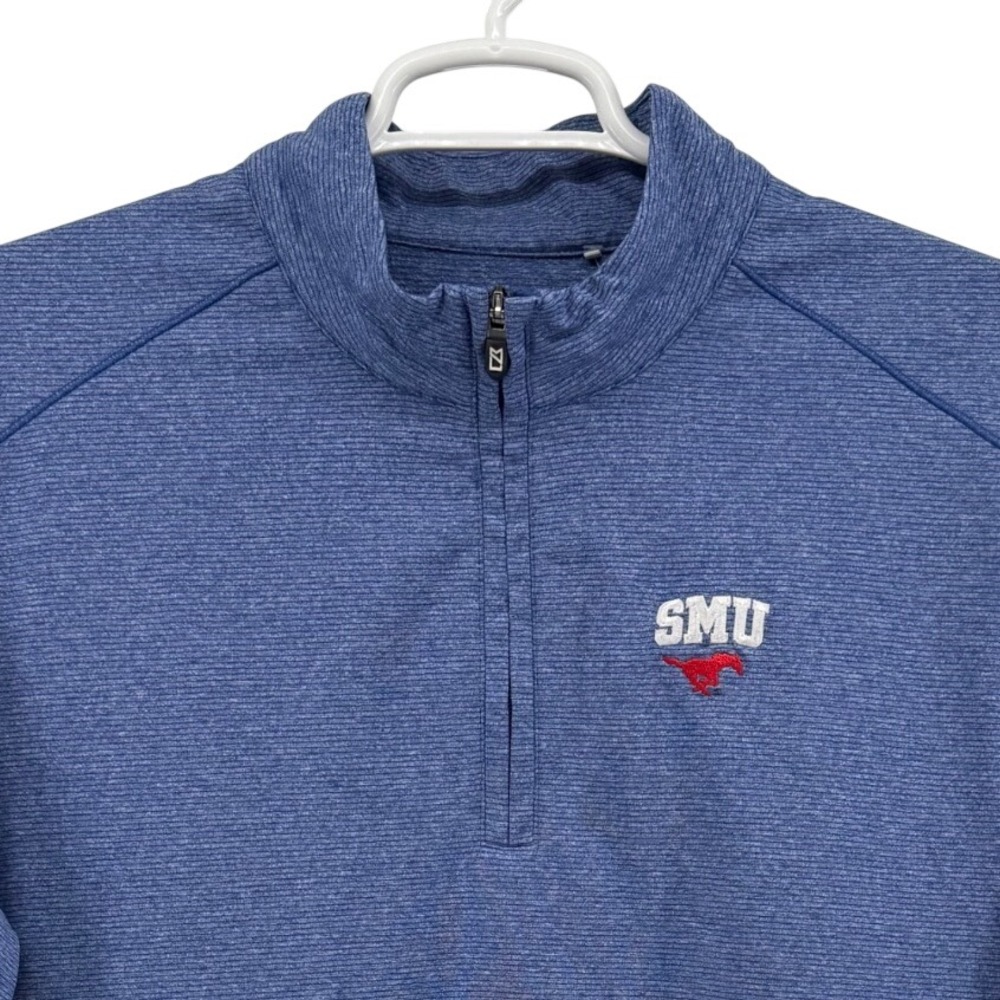 Cutter & Buck SMU Mustangs Mens XL Blue DryTec 1/4 Zip Pullover Jacket UPF 50+
